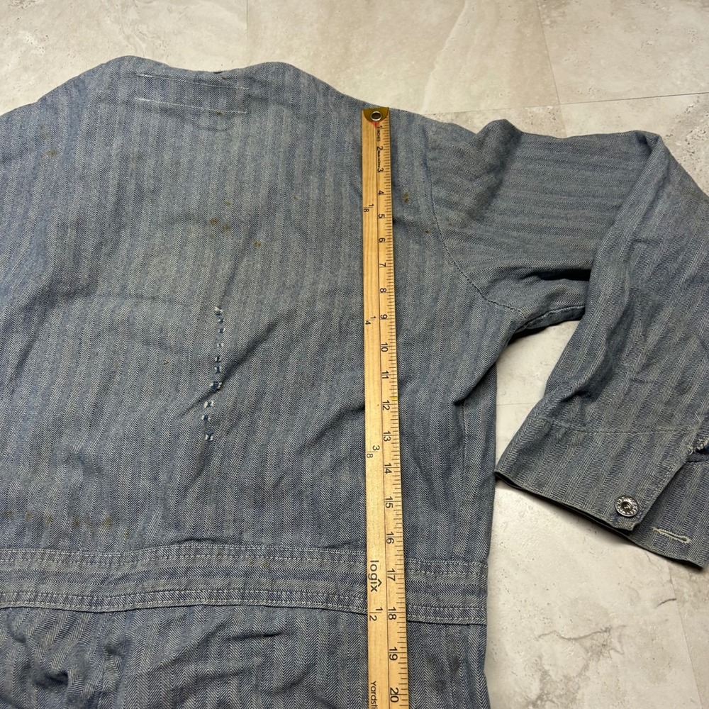 Red Kap Herringbone Coveralls Blue Mens 42-RG Vintage Workwear Distressed USA - Picture 13 of 15